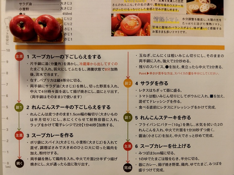 オイシックスのクックボックスのレシピ下段