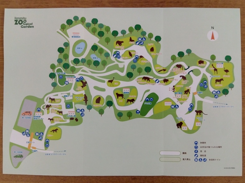 浜松市動物園の園内マップ(表面)